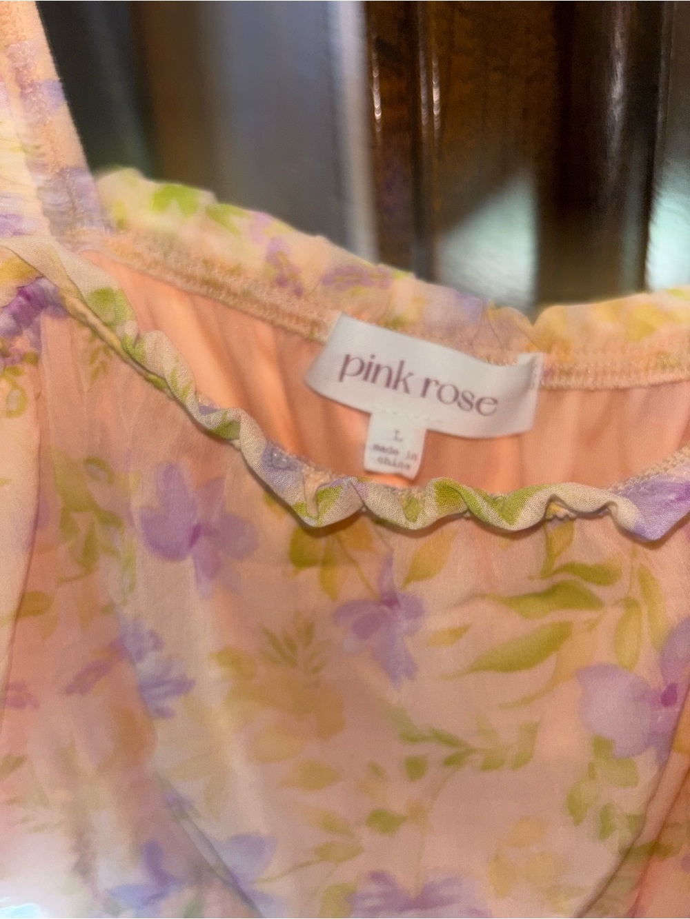 Pink Rose Pastel Yellow Floral Maxi Dress with Lavender Accents - Picture 4 of 7